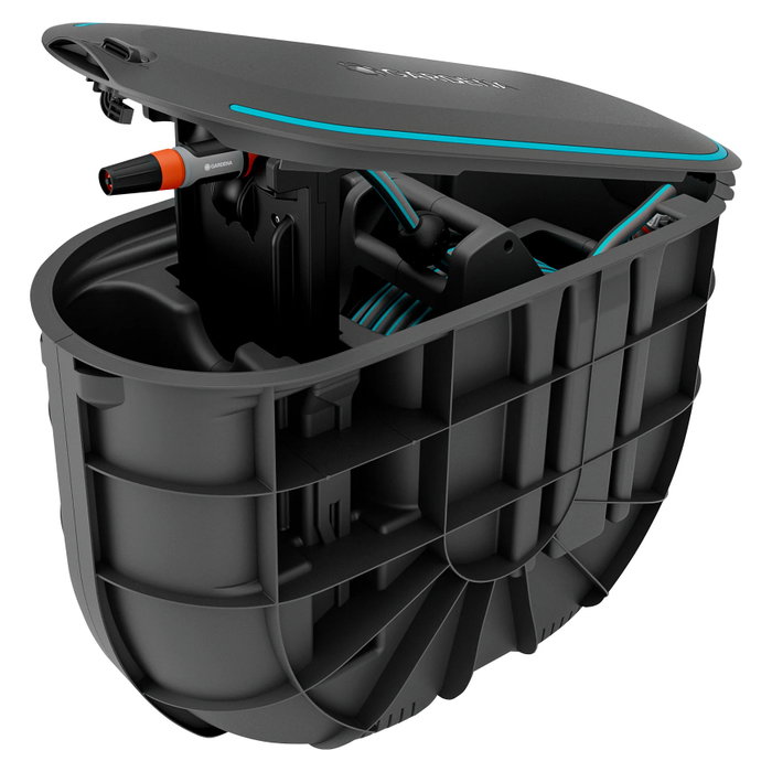 GARDENA 18650-20 Caja Portamanguera Undercover Schlauchbox RollUp M Automática, 20 m, Negro, con Manguera y Boquilla Incluidas GARDENA 18650-20 Caja Portamanguera Undercover Schlauchbox RollUp M Automática, 20 m, Negro, con Manguera y Boquilla Incluidas