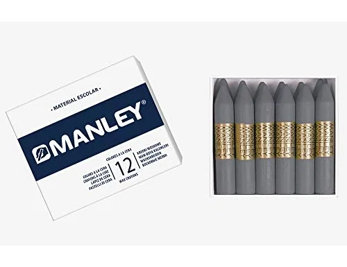 Manley Lápices de Cera Unicolor Gris n.72, Caja de 12 Unidades Manley Lápices de Cera Unicolor Gris n.72, Caja de 12 Unidades