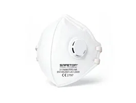 Safetop Mascarilla facial FFP3 NR plegable vertical con válvula, máxima protección