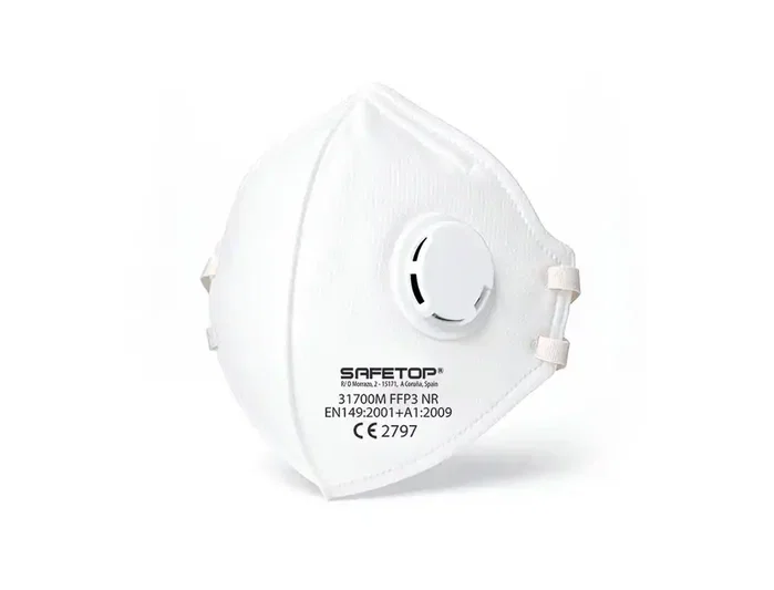 Safetop Mascarilla facial FFP3 NR plegable vertical con válvula, máxima protección Safetop Mascarilla facial FFP3 NR plegable vertical con válvula, máxima protección