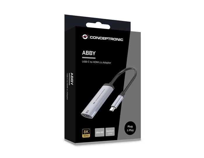 Conceptronic Adaptador USB-C a HDMI 2.1 ABBY23G 8K 60Hz Plata Conceptronic Adaptador USB-C a HDMI 2.1 ABBY23G 8K 60Hz Plata