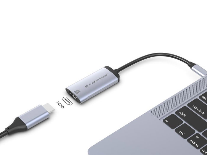 Conceptronic Adaptador USB-C a HDMI ABBY23G Gris Aluminio 8K 60Hz USB 3.2 Gen 1 HDMI 2.1