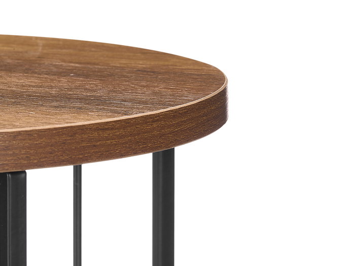 Giftdecor Mesa Auxiliar Redonda Alta 62.5 x 49 x 30 cm Madera Metal Natural Negro (Set de 4)