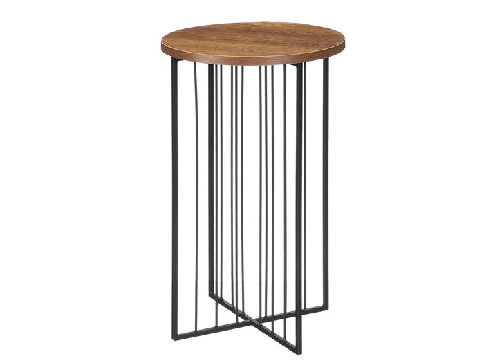 Giftdecor Mesa Auxiliar Redonda Alta 62.5 x 49 x 30 cm Madera Metal Natural Negro (Set de 4)