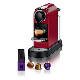 Krups CitiZ XN7415 - Máquina de Café Nespresso Automática para Cápsulas, 19 Bar, 1260W, Rojo/Cherry Red, Incluye 14 Cápsulas