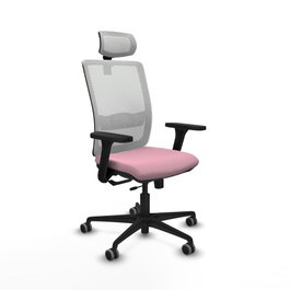 PIQUERAS Y CRESPO Silla de oficina Haches con mecanismo Sincro/Traslack Rosa y Blanco
