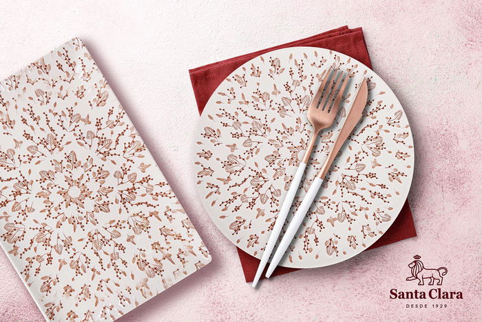 Santa Clara Fuente Gaia Elite Brillante, rectangular 30 x 20 x 2.5 cm para mesa o cocina (6 Unidades)