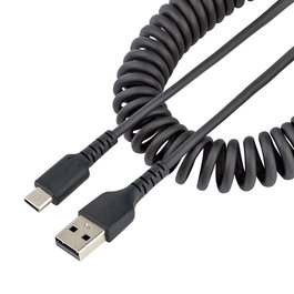StarTech.com 1M USB A To C Charging Cable, Coiled Heavy Duty Fast Charge