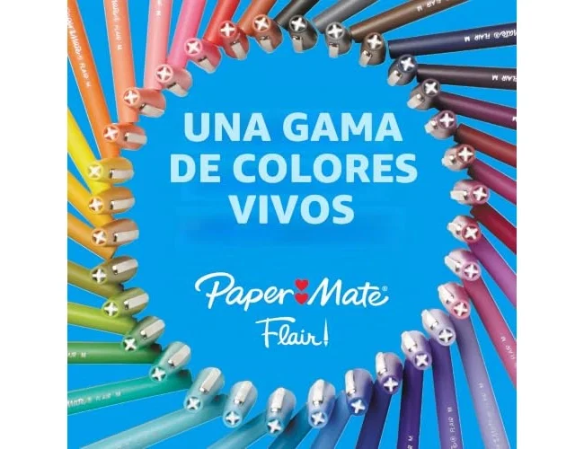 Paper Mate Flair Original Rotuladores de punta de fibra, 12 unidades, colores surtidos