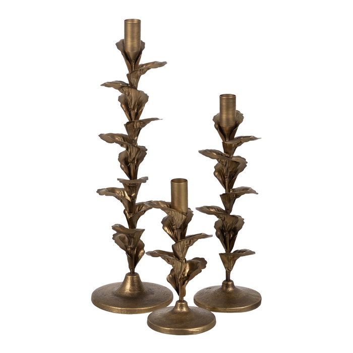 Portavelas Oro Metal Decoración 11,50 X 11,50 X 40 cm (Set de 2)