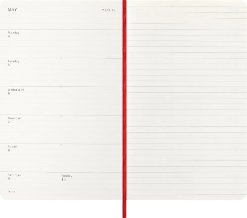 Moleskine DSF212WN3Y26 Agenda 2026 Tapa Blanda Semanal L (13 x 21 cm) Rojo