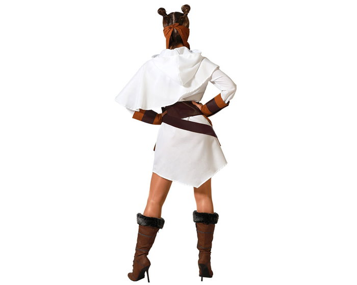 Disfraz Mujer Adulto Blanco Galaxia Talla XXL con Cinturón, Capa, Manguitos y Pañuelo - Universo
