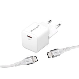 Intenso Cargador de Pared Gan W30C USB Tipo C Blanco con Cable USB Tipo C