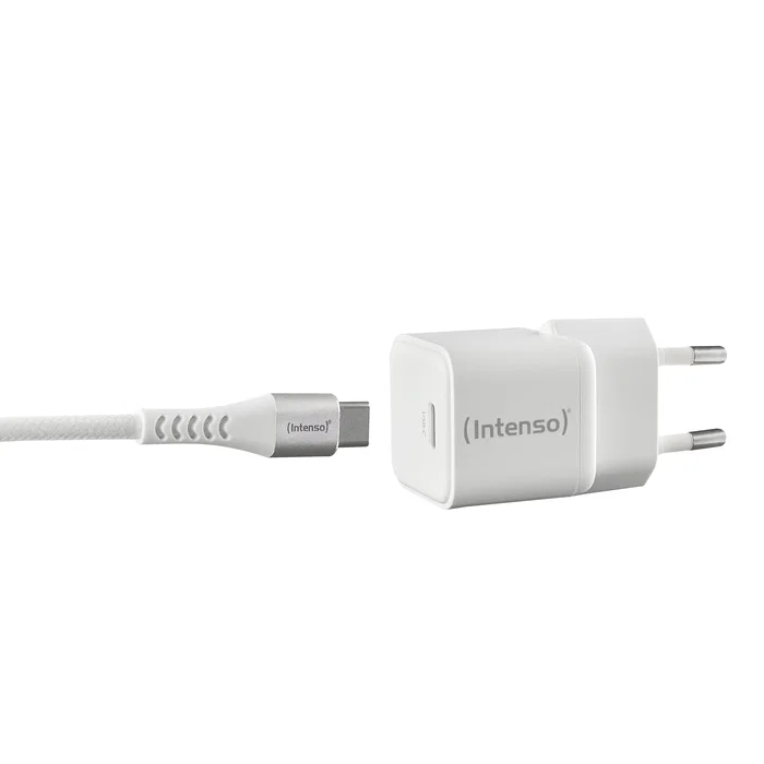 Intenso 7803042 Cargador GaN USB-C 30W Blanco - Carga Rápida, Cable USB-C a USB-C 1.5m Incluido, Universal, Enchufe EU Intenso 7803042 Cargador GaN USB-C 30W Blanco - Carga Rápida, Cable USB-C a USB-C 1.5m Incluido, Universal, Enchufe EU