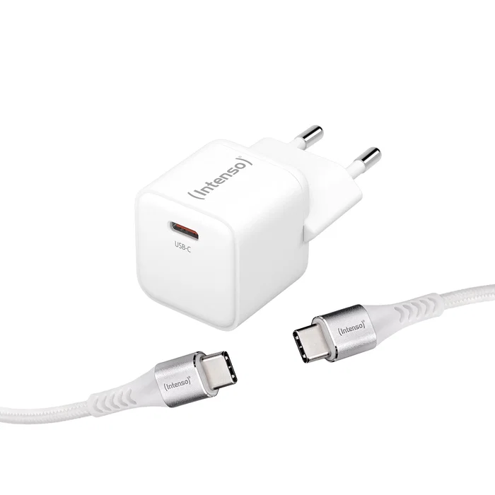 Intenso 7803042 Cargador GaN USB-C 30W Blanco - Carga Rápida, Cable USB-C a USB-C 1.5m Incluido, Universal, Enchufe EU Intenso 7803042 Cargador GaN USB-C 30W Blanco - Carga Rápida, Cable USB-C a USB-C 1.5m Incluido, Universal, Enchufe EU