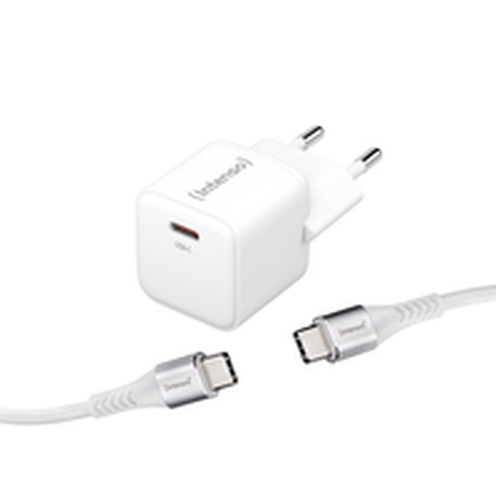 Intenso Cargador de pared GAN W30C con cable USB-C, Blanco Intenso Cargador de pared GAN W30C con cable USB-C, Blanco
