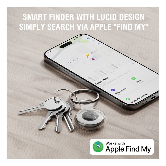 4smarts Buscador de Localización SkyTag Lucid, Set de 2, Blanco, Resistente al Agua y Polvo IP65, Bluetooth 5.3, Batería CR2032 Reemplazable, Compatible con iOS