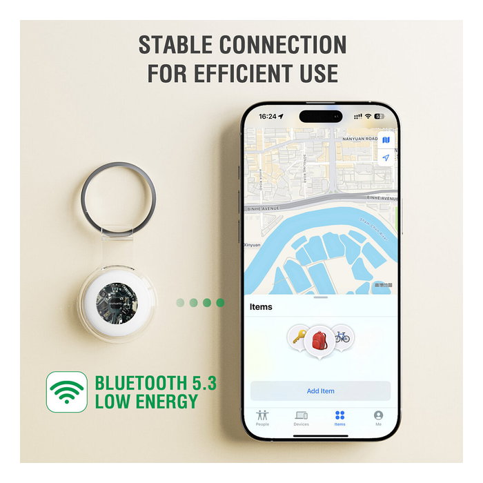 4smarts Buscador de Localización SkyTag Lucid, Set de 2, Blanco, Resistente al Agua y Polvo IP65, Bluetooth 5.3, Batería CR2032 Reemplazable, Compatible con iOS