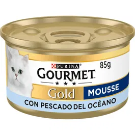 Purina Gourmet Gold Mousse de Pescado para Gato Adulto - Cuidado Dental, Reducción de Sarro - 24 Latas de 85 g