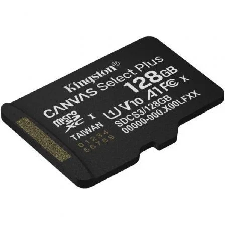 Kingston SDCS3/128GBSP Tarjeta de Memoria microSDXC Canvas Select Plus 128GB, Clase 10, UHS-I, V30, A1, 150MB/s de Lectura