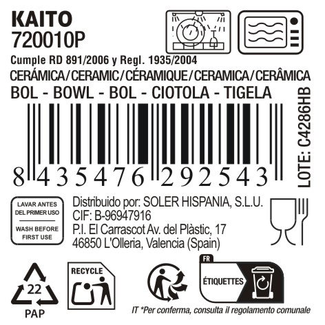 La Mediterranea Bol Aperitivo Japonés Kaito con 6 Diseños de Relieve (18 Unidades)