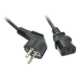 LINDY 30337 Cable de Alimentación IEC a Schuko Angular, 5m, C13 Macho a CEE7/7 Hembra Negro