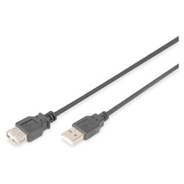 Digitus Cable Alargador Extensión USB 2.0 Tipo A Macho a Hembra 5 Metros 480 Mbps Negro