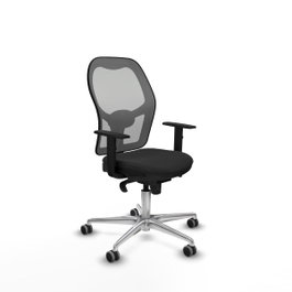 PIQUERAS Y CRESPO Silla de oficina Jorquera con mecanismo Sincro, Similpiel Negro y Malla Gris