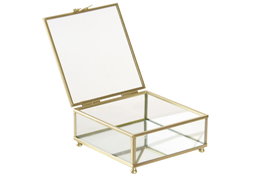 DKD Home Decor Joyero de Metal y Cristal con Lazo Transparente