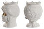 DKD Home Decor Macetero Sicilia 2024 Cabeza Siciliana Blanco Dorado 15x15x26.5 cm (2 Unidades)