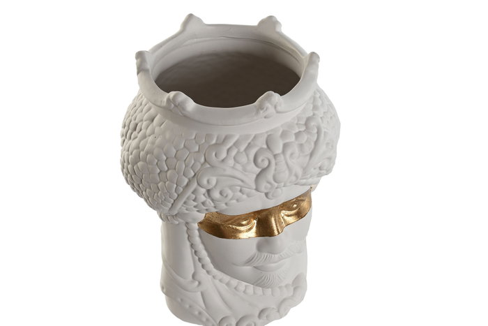 DKD Home Decor Macetero Sicilia 2024 Cabeza Siciliana Blanco Dorado 15x15x26.5 cm (2 Unidades) DKD Home Decor Macetero Sicilia 2024 Cabeza Siciliana Blanco Dorado 15x15x26.5 cm (2 Unidades)