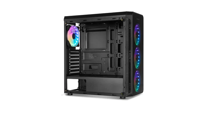 NOX Hummer TGM Midi Tower - Caja ATX Negro con Cristal Templado, 4 Ventiladores RGB Rainbow, USB 3.0, Soporte Placas ATX/micro-ATX/mini-ITX
