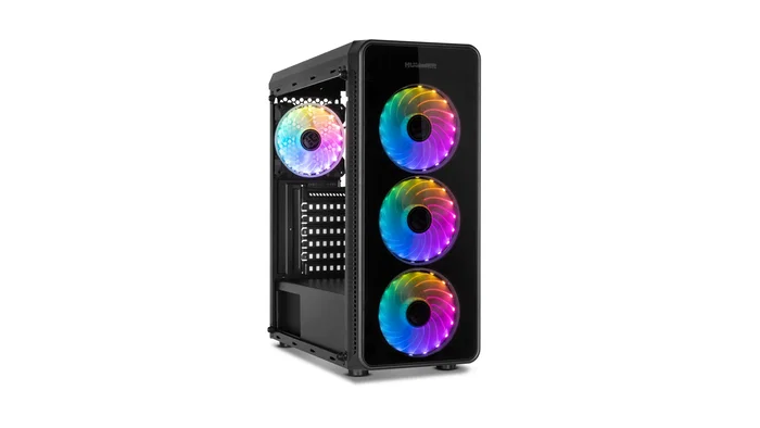 NOX Hummer TGM Midi Tower - Caja ATX Negro con Cristal Templado, 4 Ventiladores RGB Rainbow, USB 3.0, Soporte Placas ATX/micro-ATX/mini-ITX