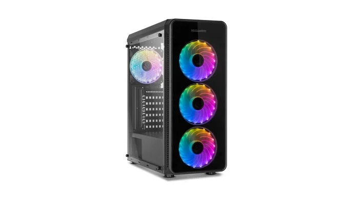 NOX Hummer TGM Midi Tower - Caja ATX Negro con Cristal Templado, 4 Ventiladores RGB Rainbow, USB 3.0, Soporte Placas ATX/micro-ATX/mini-ITX
