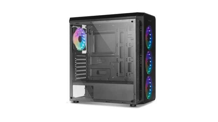 NOX Hummer TGM Midi Tower - Caja ATX Negro con Cristal Templado, 4 Ventiladores RGB Rainbow, USB 3.0, Soporte Placas ATX/micro-ATX/mini-ITX