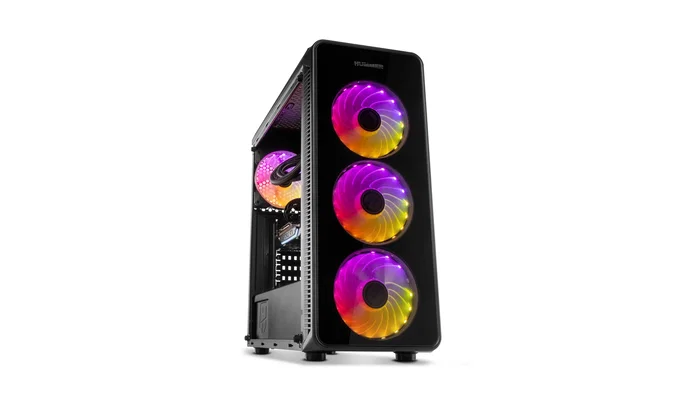 NOX Hummer TGM Midi Tower - Caja ATX Negro con Cristal Templado, 4 Ventiladores RGB Rainbow, USB 3.0, Soporte Placas ATX/micro-ATX/mini-ITX