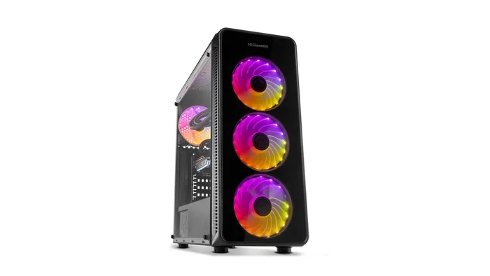 NOX Hummer TGM Midi Tower - Caja ATX Negro con Cristal Templado, 4 Ventiladores RGB Rainbow, USB 3.0, Soporte Placas ATX/micro-ATX/mini-ITX