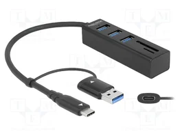 DeLOCK 63859 Hub USB de 3 puertos con lector de tarjetas SD y Micro SD