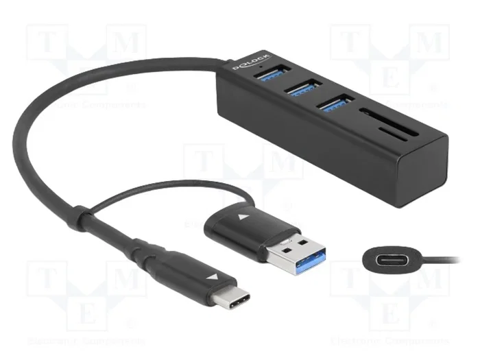 DeLOCK 63859 Hub USB de 3 puertos con lector de tarjetas SD y Micro SD