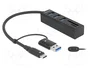 DeLOCK 63859 Hub USB de 3 puertos con lector de tarjetas SD y Micro SD