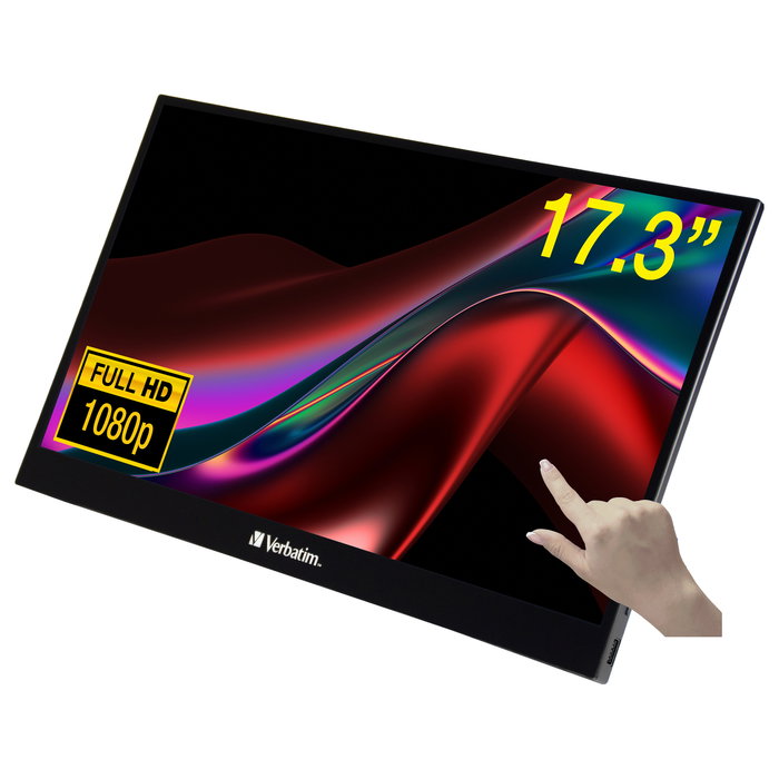 Verbatim PMT-17 Monitor Portátil Táctil de 17.3 Pulgadas Full HD 1080p IPS, Pantalla Plana, 60 Hz, USB-C, HDMI, Negro Verbatim PMT-17 Monitor Portátil Táctil de 17.3 Pulgadas Full HD 1080p IPS, Pantalla Plana, 60 Hz, USB-C, HDMI, Negro
