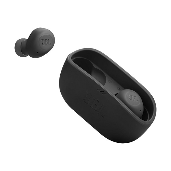 JBL Wave Buds Auriculares Inalámbricos True Wireless (TWS) con Estuche de Carga - IP54 para Música, Llamadas y Deporte - Negro