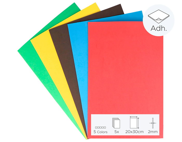 Innspiro Set de 5 láminas de goma EVA adhesiva colores surtidos 20x30cm x 2mm Innspiro Set de 5 láminas de goma EVA adhesiva colores surtidos 20x30cm x 2mm