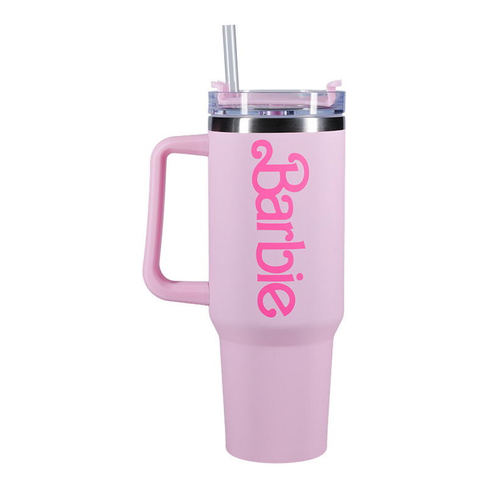 Paladone Vaso Termo Con Pajita Barbie, Compatible Bebidas Calientes/Frías, Asa Soft Touch