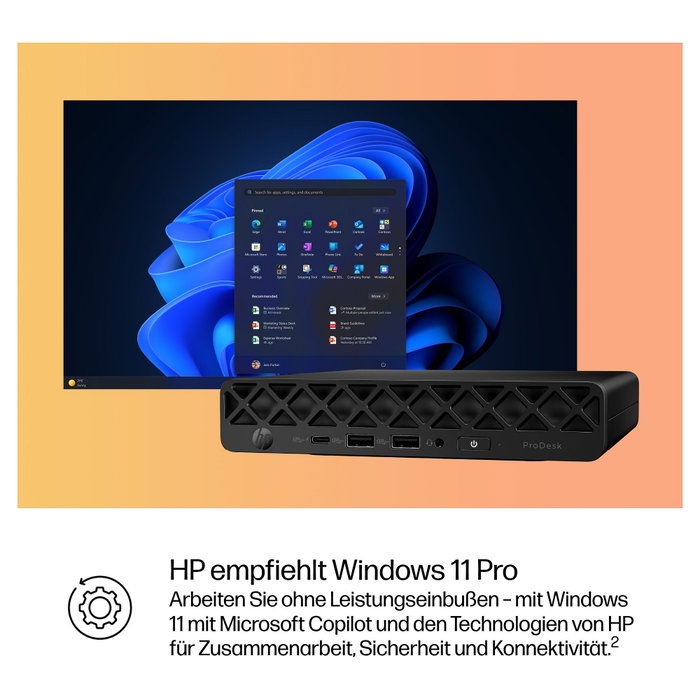 HP ProDesk 4 Mini G1i CU7-265T 24GB 512GB SSD W11Pro WLAN