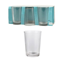 Excellent Houseware Vasos de Agua 425 ml, Set de 6 Vasos de Cristal Transparentes Viselados