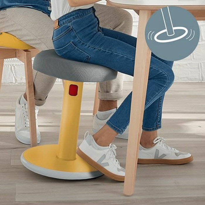 LEITZ Ergo Cosy Active Taburete de Asiento Acolchado Gris y Amarillo