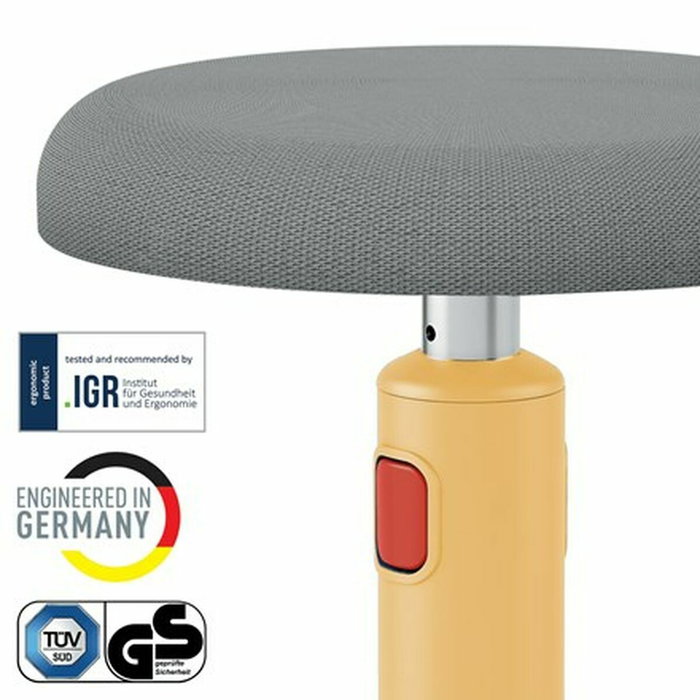 LEITZ Ergo Cosy Active Taburete de Asiento Acolchado Gris y Amarillo