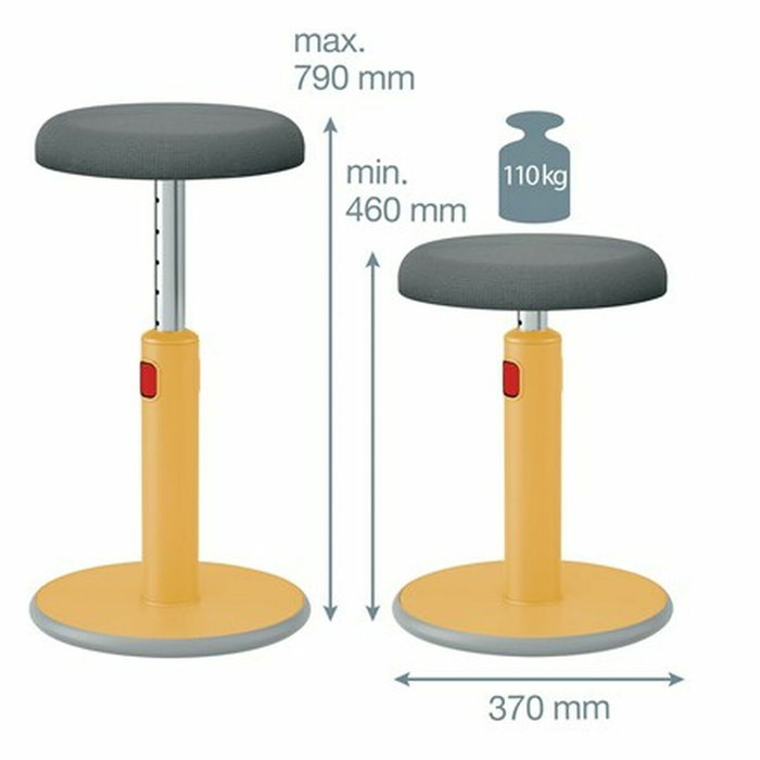 LEITZ Ergo Cosy Active Taburete de Asiento Acolchado Gris y Amarillo
