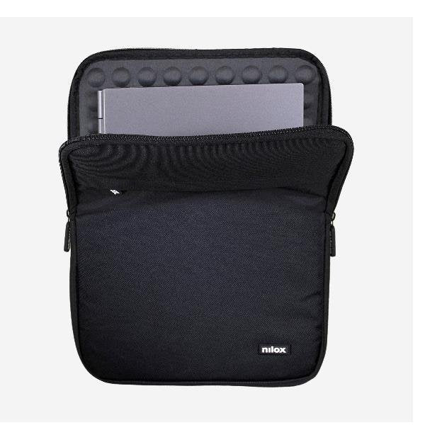 Nilox SLEEVE 17.3 NEGRA - Funda Sleeve acolchada para portátil o tablet hasta 43.9 cm (17.3"), color Negro, compartimento para accesorios, Poliéster